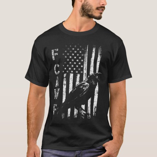 F Caw F Crow American Flag F-caw-f Nge Bird Cawing T-shirt (Voorkant)