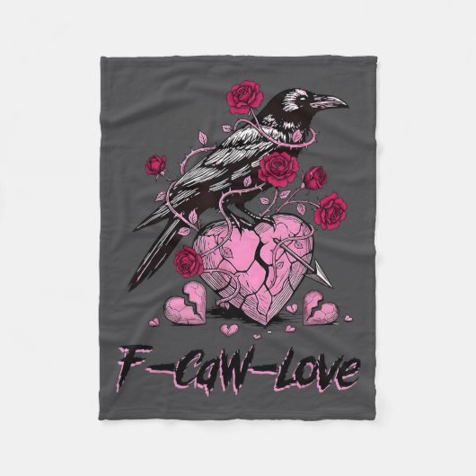 F Caw F Crow Anti Valentine's Day Dark Gothic Brok Fleece Deken (Voorkant)