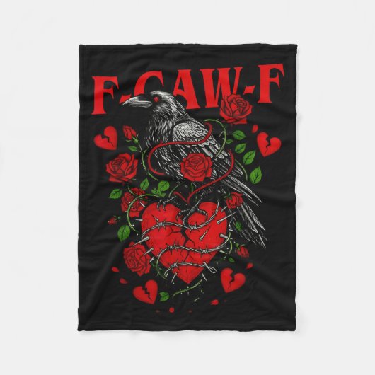 F Caw F Crow Anti Valentine's Day Dark Gothic Brok Fleece Deken (Voorkant)