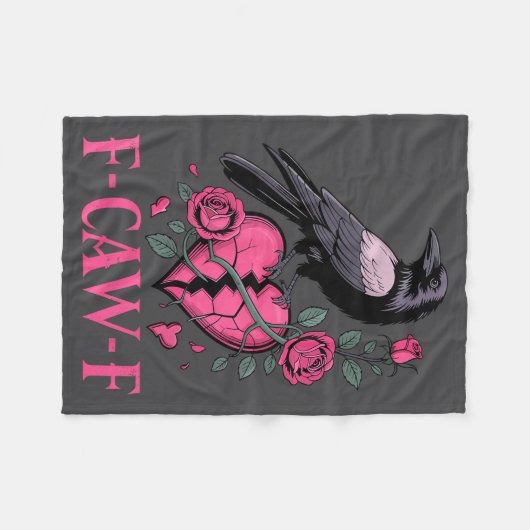 F Caw F Crow Anti Valentine's Day Dark Gothic Brok Fleece Deken (Voorkant (Horizontaal))
