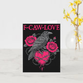 F Caw F Crow Anti Valentine's Day Dark Gothic Brok Kaart (Gele Bloem)