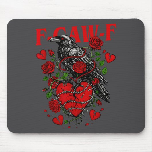F Caw F Crow Anti Valentine's Day Dark Gothic Brok Muismat (Voorkant)