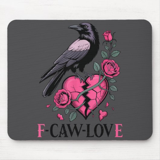 F Caw F Crow Anti Valentine's Day Dark Gothic Brok Muismat (Voorkant)
