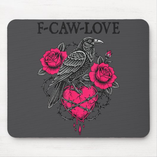 F Caw F Crow Anti Valentine's Day Dark Gothic Brok Muismat (Voorkant)