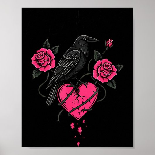 F Caw F Crow Anti Valentine's Day Dark Gothic Brok Poster (Voorkant)
