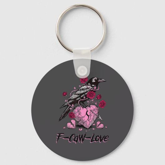 F Caw F Crow Anti Valentine's Day Dark Gothic Brok Sleutelhanger (Voorkant)