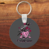 F Caw F Crow Anti Valentine's Day Dark Gothic Brok Sleutelhanger (Voorkant)