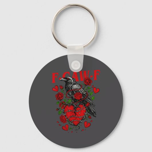 F Caw F Crow Anti Valentine's Day Dark Gothic Brok Sleutelhanger (Voorkant)