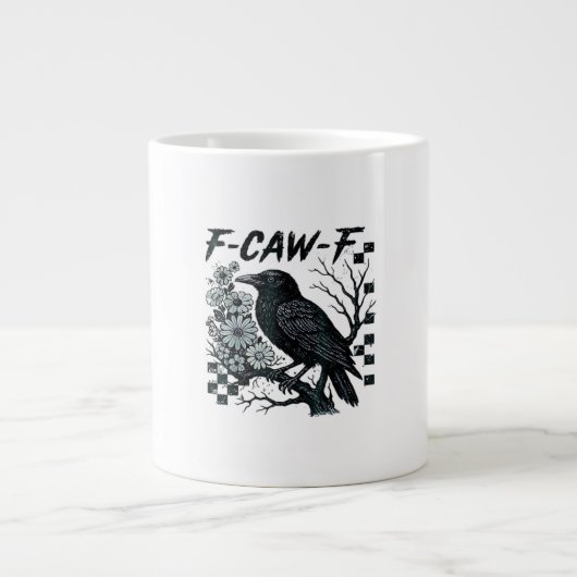 F-Caw-F Crow Bird Retro Classic Grote Koffiekop (Voorkant)