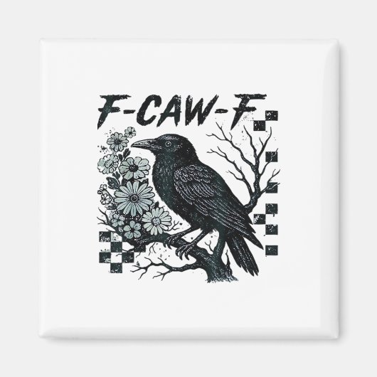 F-Caw-F Crow Bird Retro Classic Magneet (Voorkant)