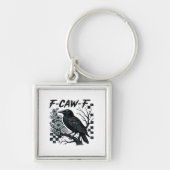F-Caw-F Crow Bird Retro Classic Sleutelhanger (Voorkant)
