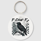 F-Caw-F Crow Bird Retro Classic Sleutelhanger (Voorkant)