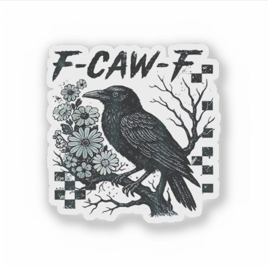F-Caw-F Crow Bird Retro Classic Sticker (Voorkant)