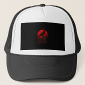 F-Caw-F Crow Funny Bird Red Moon Gothic Trucker Pet (Voorkant)
