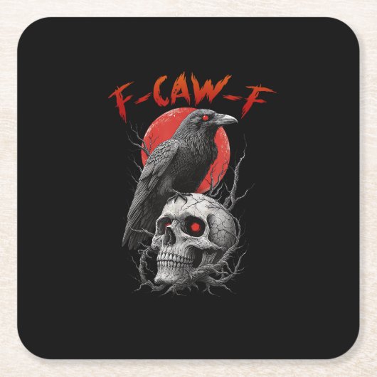 F-Caw-F Crow Funny F-Caw-F Aesthetic Design Kartonnen Onderzetters (Voorkant)