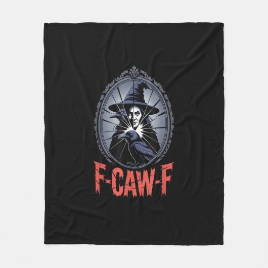 F-Caw-F Crow Funny Gothic Moon Bird Halloween Crea Fleece Deken (Voorkant)