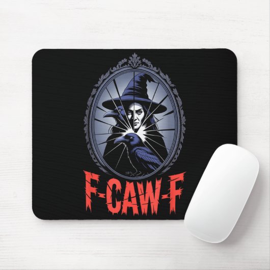 F-caw-f Crow Funny Gothic Moon Black Bird Hallowee Muismat (Met muis)