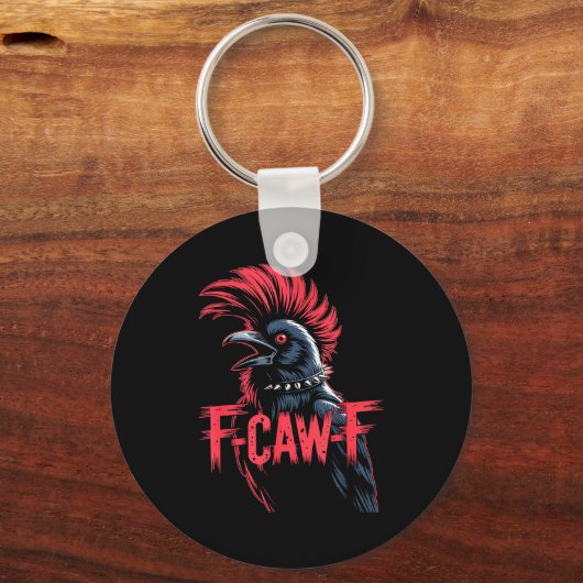 F-caw-f Crow Funny Gothic Moon Black Bird Hallowee Sleutelhanger (Voorkant)