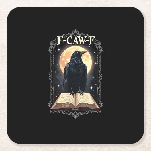 F-Caw-F Crow Funny Halloween Raven Moon Kartonnen Onderzetters (Voorkant)