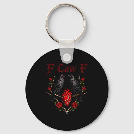 F Caw F Crow Heart Funny Anti Valentine Day Single Sleutelhanger (Voorkant)