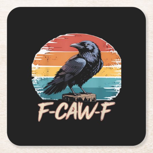 F-Caw-F Crow Humor Funny Gothic Retro Classic Kartonnen Onderzetters (Voorkant)