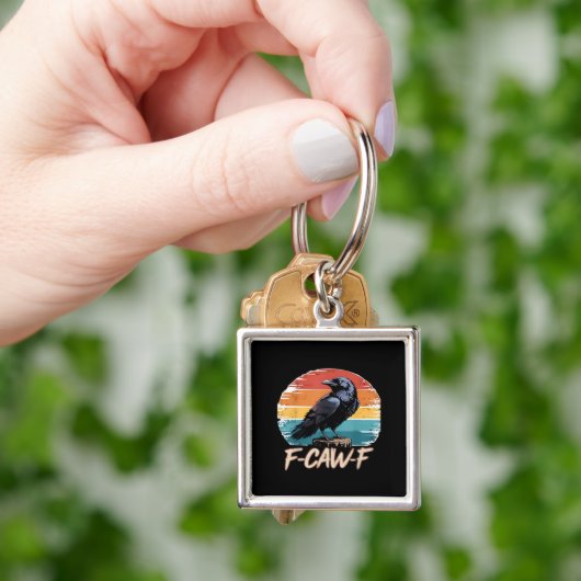 F-Caw-F Crow Humor Funny Gothic Retro Classic Sleutelhanger (Hand)