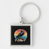 F-Caw-F Crow Humor Funny Gothic Retro Classic Sleutelhanger (Voorkant)