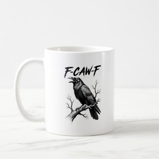 F Caw F Crow Lover Raven Meme Classic Style Koffiemok (Links)
