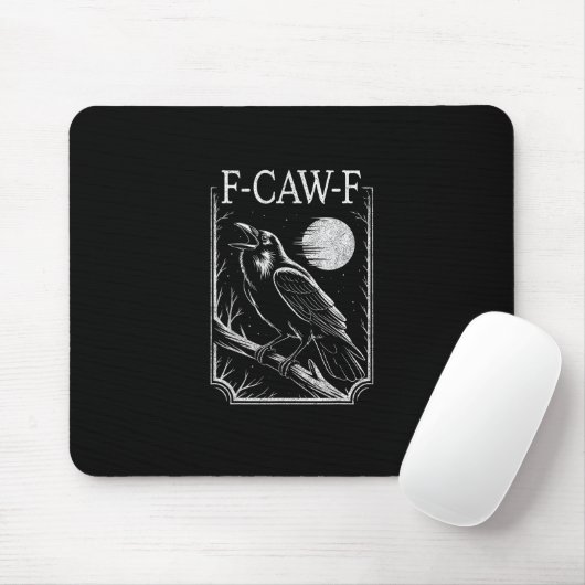 F-Caw-F Crow Minimal – Retro Gothic Bird Funny Rav Muismat (Met muis)