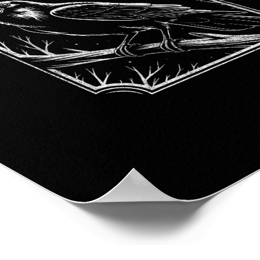 F-Caw-F Crow Minimal – Retro Gothic Bird Funny Rav Poster (Hoek)