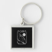 F-Caw-F Crow Minimal – Retro Gothic Bird Funny Rav Sleutelhanger (Voorkant)