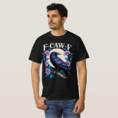 F CAW F Crow Paarse bloemen en maan T-shirt (Voorkant volledig)