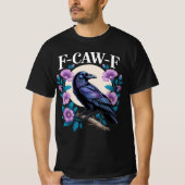 F CAW F Crow Paarse bloemen en maan T-shirt (Voorkant)