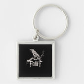 F-Caw-F Crow Pun Funny Bird Cawing Grunge Back Sleutelhanger (Voorkant)