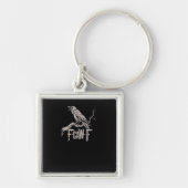 F-Caw-F Crow Pun Funny Bird Cawing Grunge Back Tri Sleutelhanger (Voorkant)