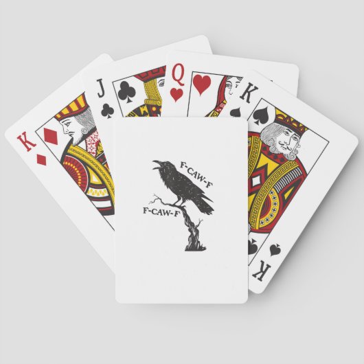F-Caw-F Crow Pun Funny Bird Cawing Grunge Creative Pokerkaarten (Achterkant)