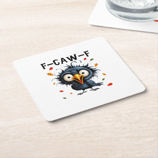 F-Caw-F Crow Pun Funny Bird Cawing Grunge Hallowee Kartonnen Onderzetters (Schuin)
