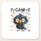 F-Caw-F Crow Pun Funny Bird Cawing Grunge Hallowee Kartonnen Onderzetters (Voorkant)
