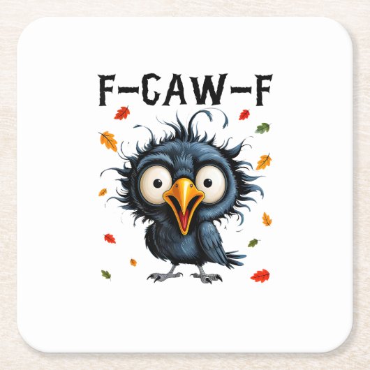 F-Caw-F Crow Pun Funny Bird Cawing Grunge Hallowee Kartonnen Onderzetters (Voorkant)