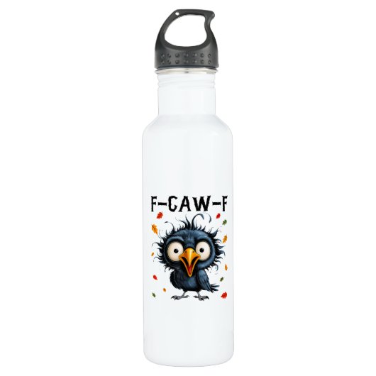 F-Caw-F Crow Pun Funny Bird Cawing Grunge Hallowee Waterfles (Voorkant)