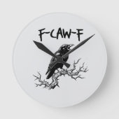 f-caw-f crow raven pun ronde klok (Voorkant)