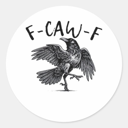 F Caw F Crow Retro Classic Style Ronde Sticker (Voorkant)