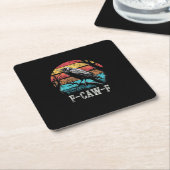 F-Caw-F Crow Retro Sunset Pun Funny Bird Cawing Gr Kartonnen Onderzetters (Schuin)