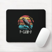 F-Caw-F Crow Retro Sunset Pun Funny Bird Cawing Gr Muismat (Met muis)