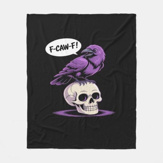 F-Caw-F Crow Skull Halloween Humor Graphic Design Fleece Deken (Voorkant)