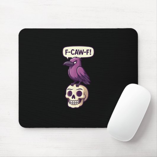 F-Caw-F Crow Skull Halloween Humor Graphic Design Muismat (Met muis)