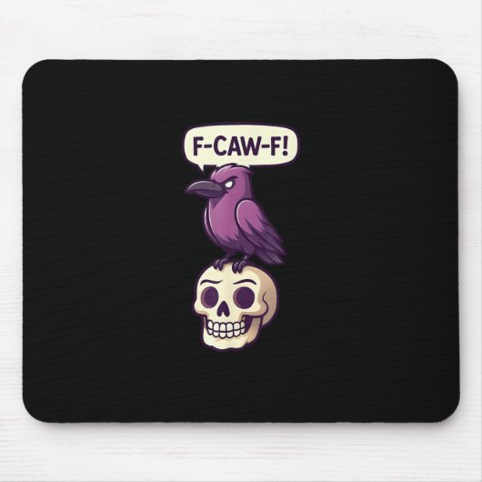 F-Caw-F Crow Skull Halloween Humor Graphic Design Muismat (Voorkant)