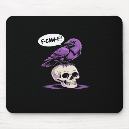 F-Caw-F Crow Skull Halloween Humor Graphic Design  Muismat (Voorkant)