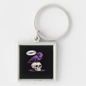 F-Caw-F Crow Skull Halloween Humor Graphic Design Sleutelhanger (Voorkant)