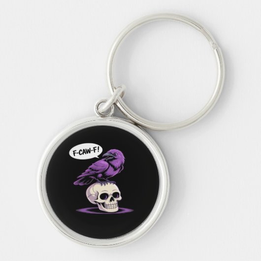 F-Caw-F Crow Skull Halloween Humor Graphic Design Sleutelhanger (Voorkant)